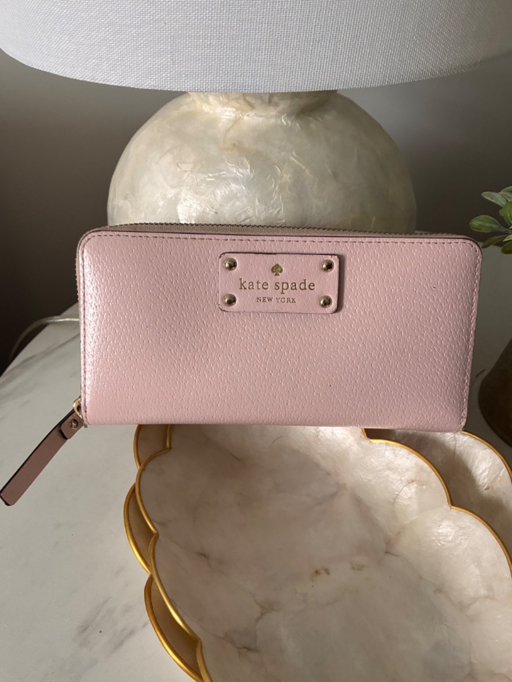 Kate Spade pale pink zip around continental wallet